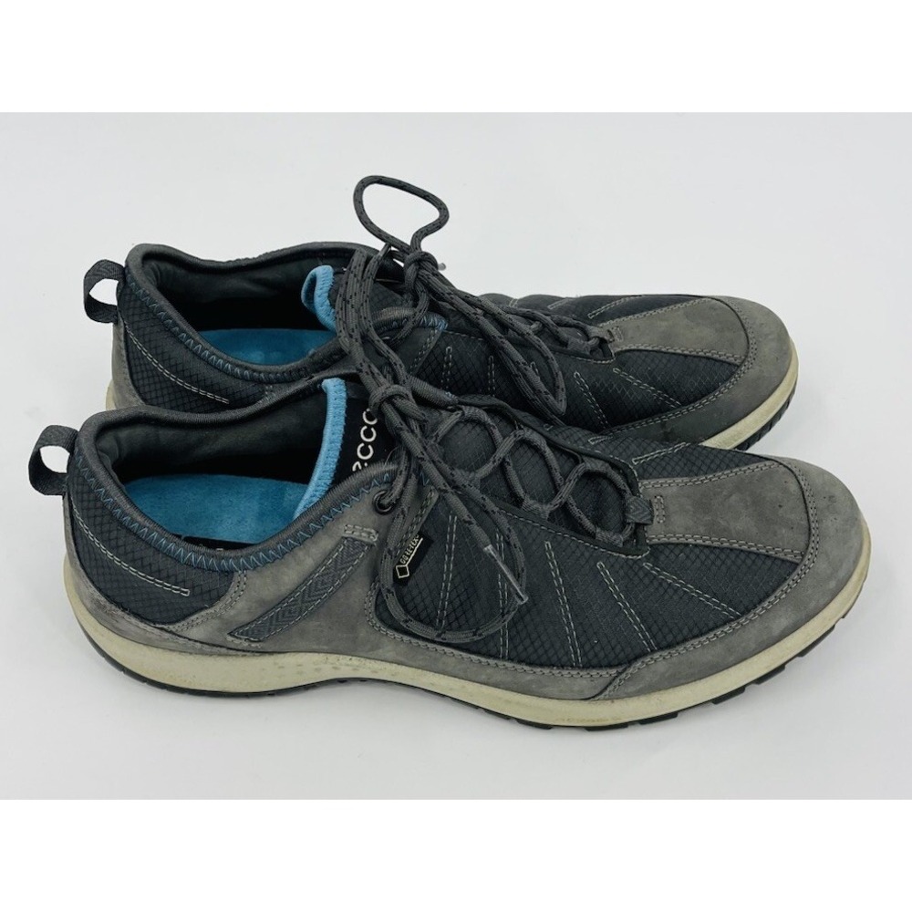 ECCO Receptor Lite Shoes Womens 10 / 41 Gray Yak Leather Walking Hiking Sneakers